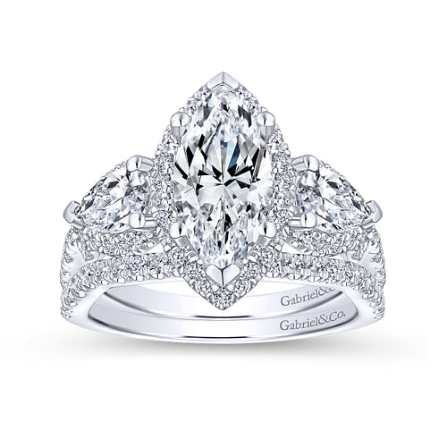 14K White Gold Marquise Shape Diamond Engagement Ring