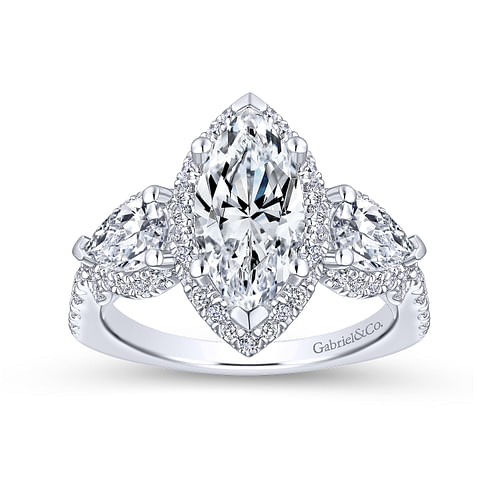 14K White Gold Marquise Shape Diamond Engagement Ring