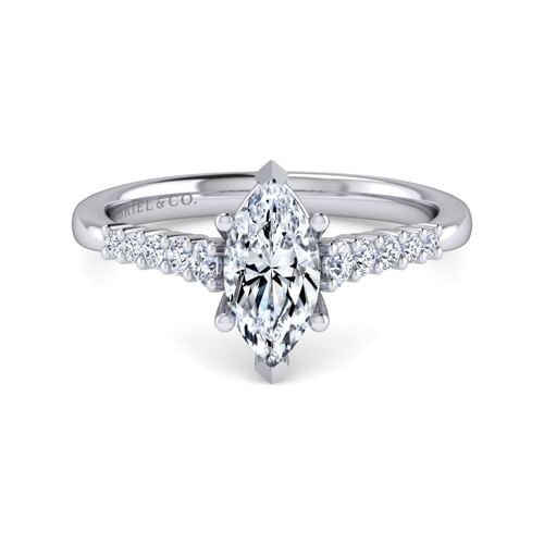 14K White Gold Marquise Shape Diamond Engagement Ring