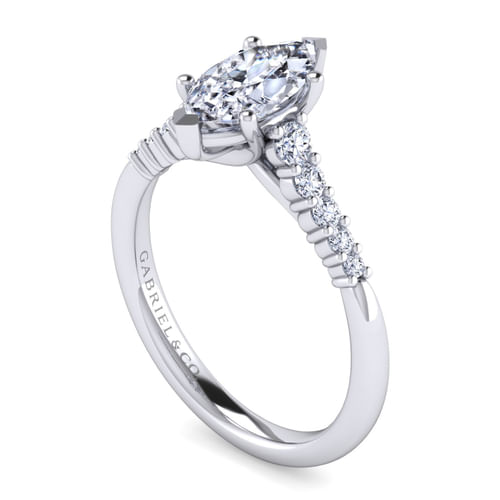 14K White Gold Marquise Shape Diamond Engagement Ring