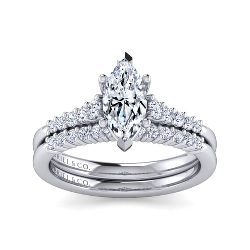 14K White Gold Marquise Shape Diamond Engagement Ring