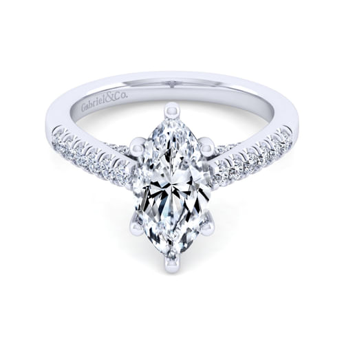 14K White Gold Marquise Shape Diamond Engagement Ring