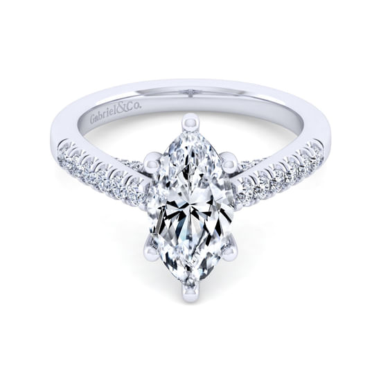 Gabriel - 14K White Gold Marquise Shape Diamond Engagement Ring
