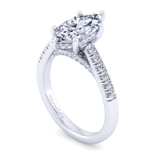 14K White Gold Marquise Shape Diamond Engagement Ring