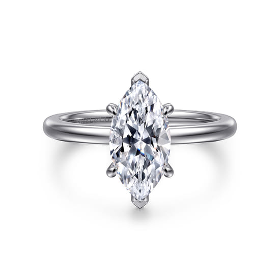 Gabriel - 14K White Gold Marquise Shape Diamond Engagement Ring