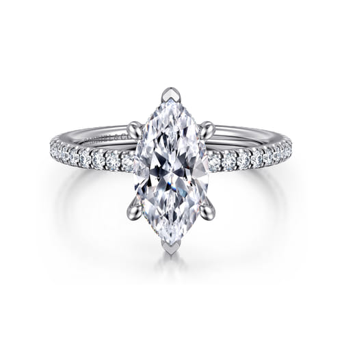 14K White Gold Marquise Shape Diamond Engagement Ring