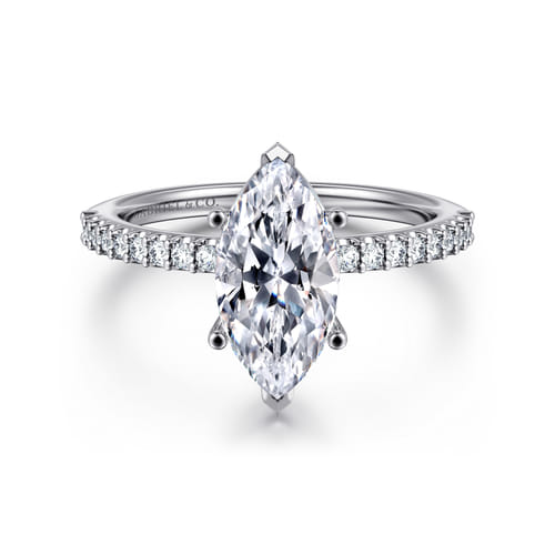 14K White Gold Marquise Shape Diamond Engagement Ring
