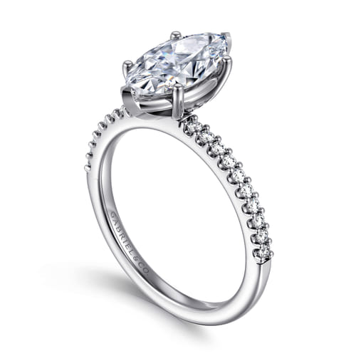 14K White Gold Marquise Shape Diamond Engagement Ring