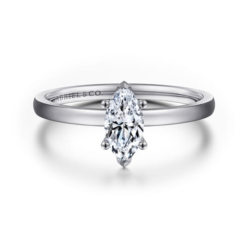 14K White Gold Marquise Shape Diamond Engagement Ring