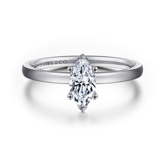 Gabriel - 14K White Gold Marquise Shape Diamond Engagement Ring