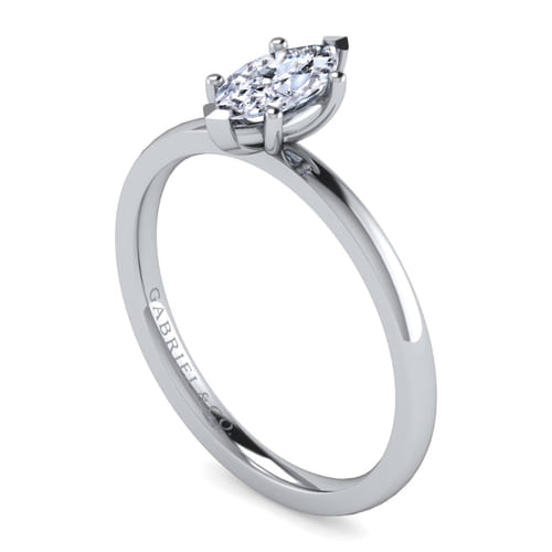 14K White Gold Marquise Shape Diamond Engagement Ring