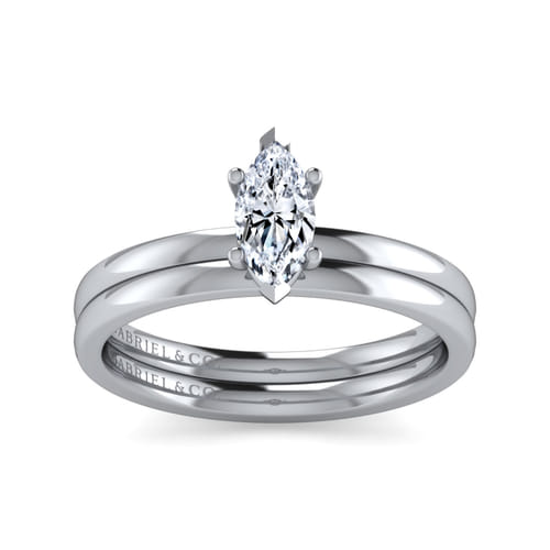14K White Gold Marquise Shape Diamond Engagement Ring
