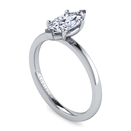 14K White Gold Marquise Shape Diamond Engagement Ring