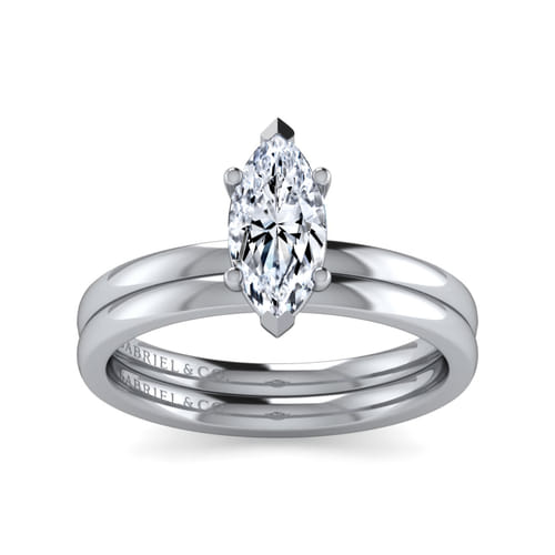 14K White Gold Marquise Shape Diamond Engagement Ring