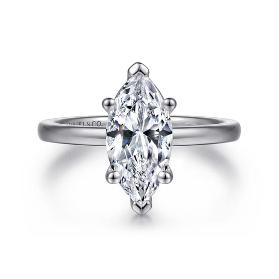Gabriel - 14K White Gold Marquise Shape Diamond Engagement Ring