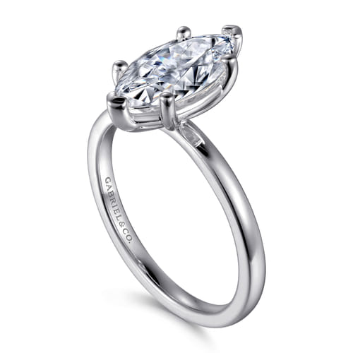 14K White Gold Marquise Shape Diamond Engagement Ring
