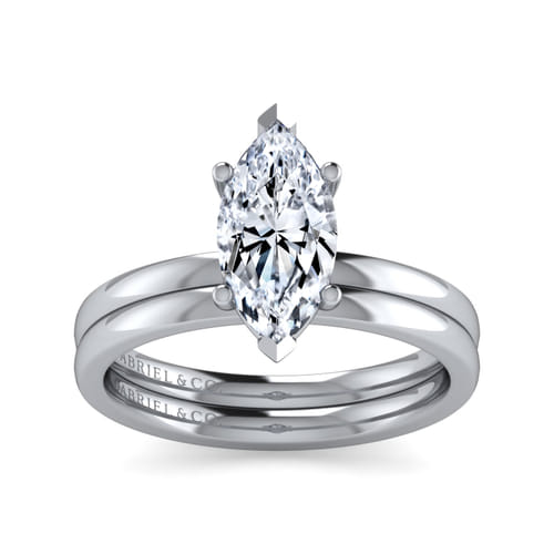14K White Gold Marquise Shape Diamond Engagement Ring