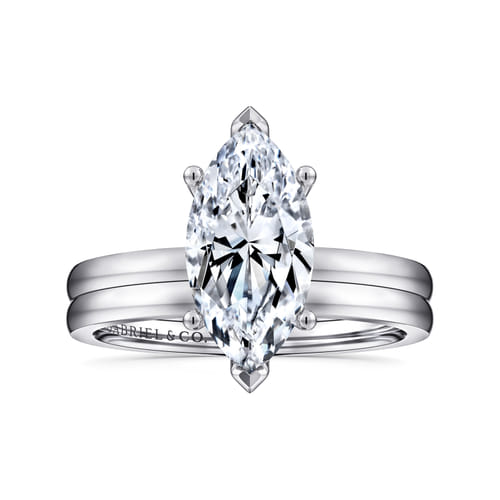 14K White Gold Marquise Shape Diamond Engagement Ring