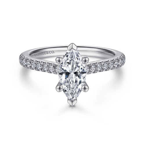 14K White Gold Marquise Shape Diamond Engagement Ring
