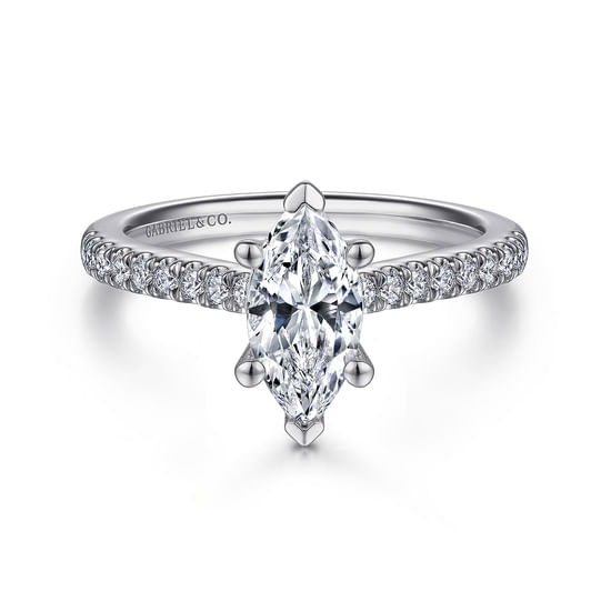 Gabriel - 14K White Gold Marquise Shape Diamond Engagement Ring