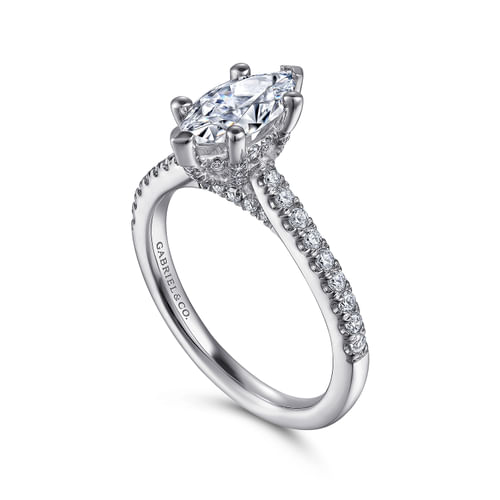 14K White Gold Marquise Shape Diamond Engagement Ring