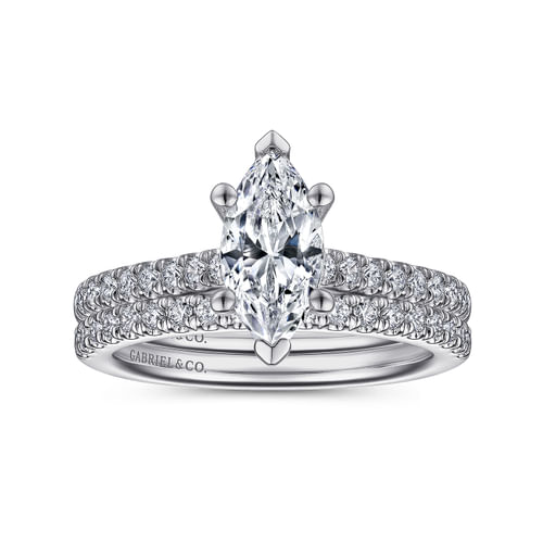 14K White Gold Marquise Shape Diamond Engagement Ring