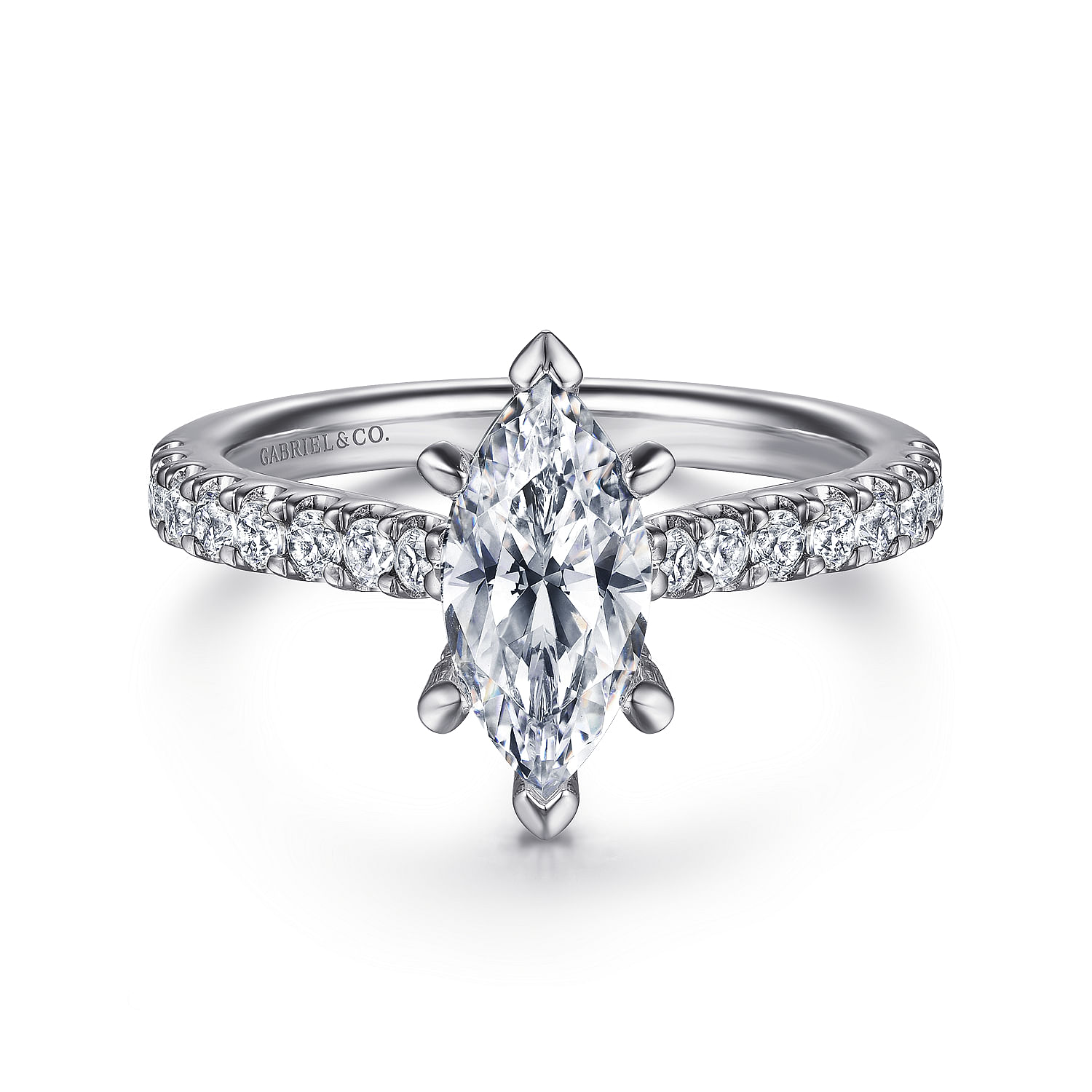 Gabriel - 14K White Gold Marquise Shape Diamond Engagement Ring