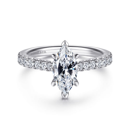 14K White Gold Marquise Shape Diamond Engagement Ring