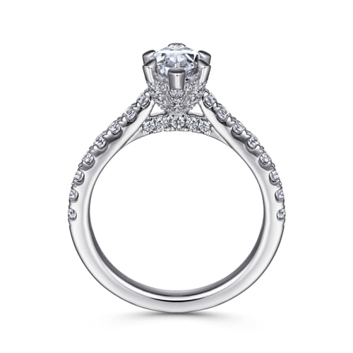 14K White Gold Marquise Shape Diamond Engagement Ring