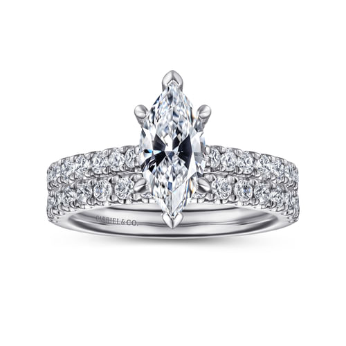 14K White Gold Marquise Shape Diamond Engagement Ring