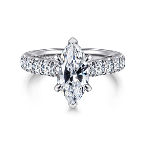 14K White Gold Marquise Shape Diamond Engagement Ring