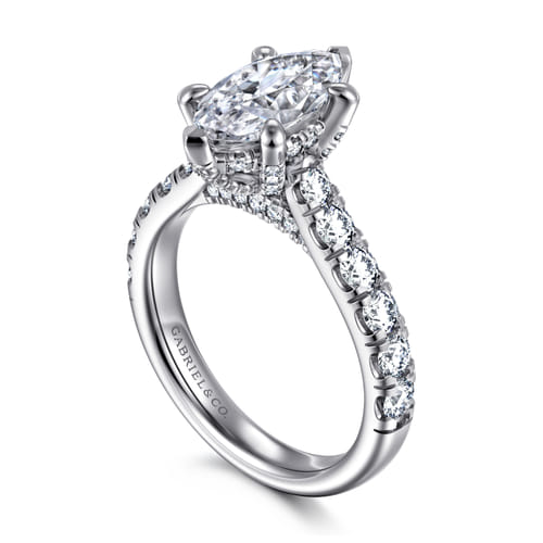 14K White Gold Marquise Shape Diamond Engagement Ring