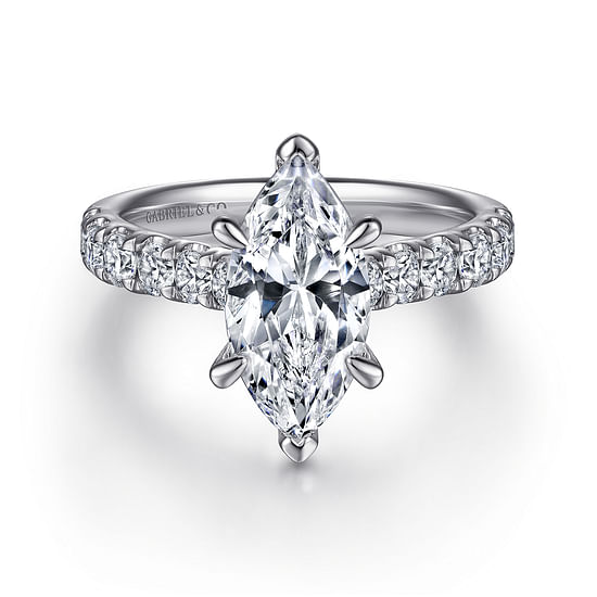 Gabriel - 14K White Gold Marquise Shape Diamond Engagement Ring