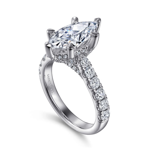 14K White Gold Marquise Shape Diamond Engagement Ring