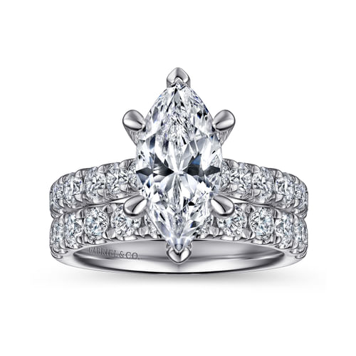 14K White Gold Marquise Shape Diamond Engagement Ring