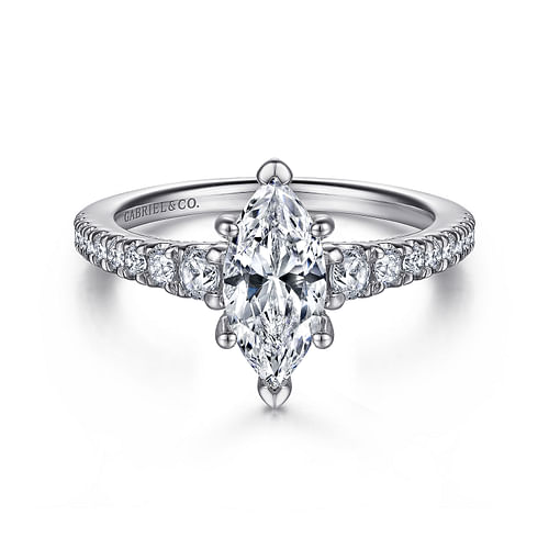 14K White Gold Marquise Shape Diamond Engagement Ring