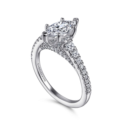 14K White Gold Marquise Shape Diamond Engagement Ring