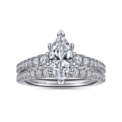 14K White Gold Marquise Shape Diamond Engagement Ring