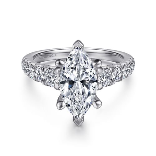 14K White Gold Marquise Shape Diamond Engagement Ring