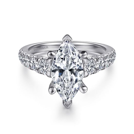 Gabriel - 14K White Gold Marquise Shape Diamond Engagement Ring