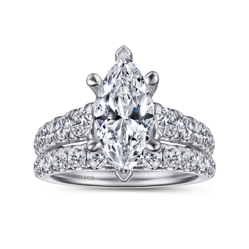 14K White Gold Marquise Shape Diamond Engagement Ring