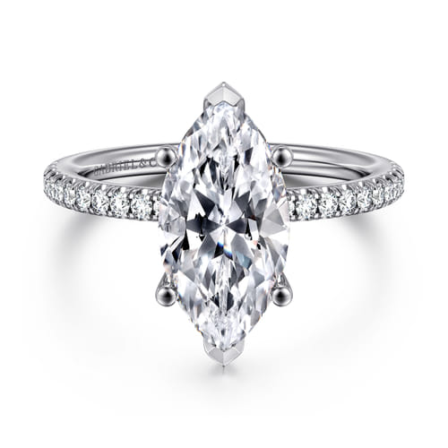 14K White Gold Marquise Shape Diamond Engagement Ring
