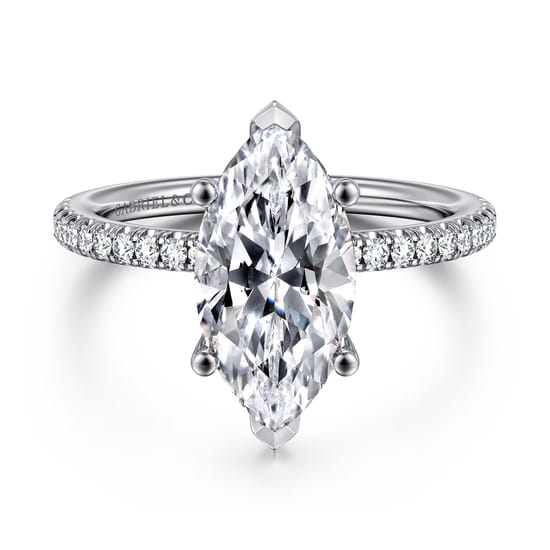 Gabriel - 14K White Gold Marquise Shape Diamond Engagement Ring