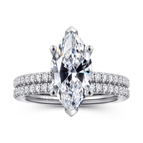 14K White Gold Marquise Shape Diamond Engagement Ring