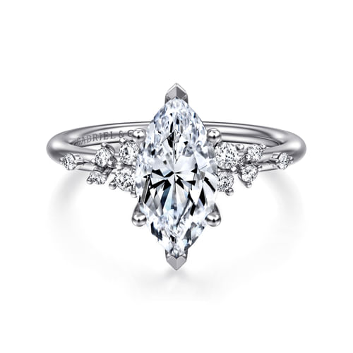 14K White Gold Marquise Shape Diamond Engagement Ring