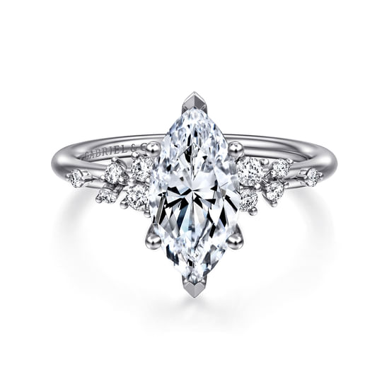 Gabriel - 14K White Gold Marquise Shape Diamond Engagement Ring