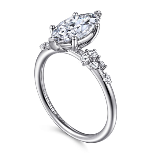 14K White Gold Marquise Shape Diamond Engagement Ring