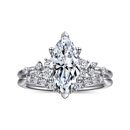 14K White Gold Marquise Shape Diamond Engagement Ring