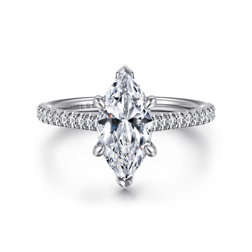 14K White Gold Marquise Shape Diamond Engagement Ring