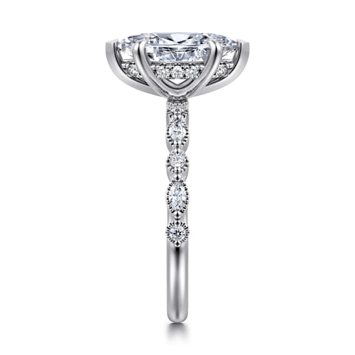 14K White Gold Marquise Shape Diamond Engagement Ring